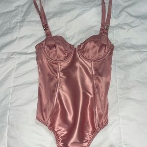 Satin Victorias Secret Nude Pink Bodysuit